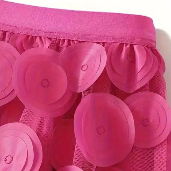 Polka Dot Applique High Waisted Skirt - Picture 4 of 16